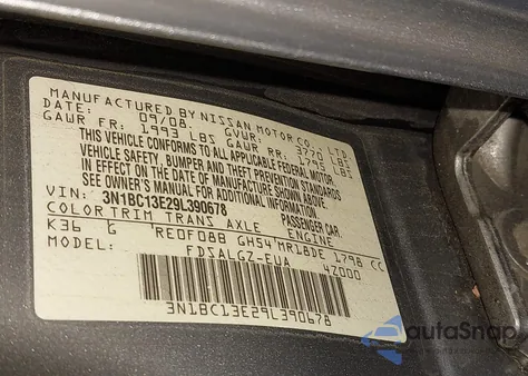 2009 Nissan Versa 1.8Sl z USA, uszkodzony, nr VIN 3N1BC13E29L390678